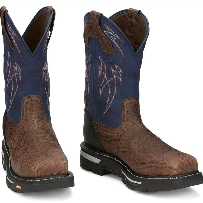 Work Men Justin Boots Frontline Hiviz 11 Nano Composite Toe Waterproof Work Boot Toasted Brown 040brown041