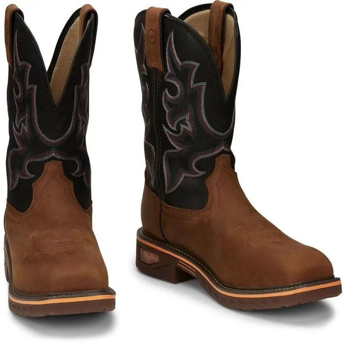 Work Men Justin Boots Resistor 11034 Waterproof Nano Composite Toe Work Boot Rustic Brown 040brown041