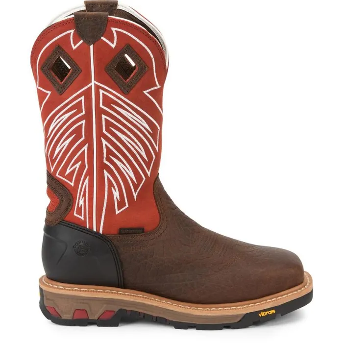 Work Men Justin Boots Roughneck 12034 Steel Toe Waterproof Work Boot Walnut Brown 040brown041