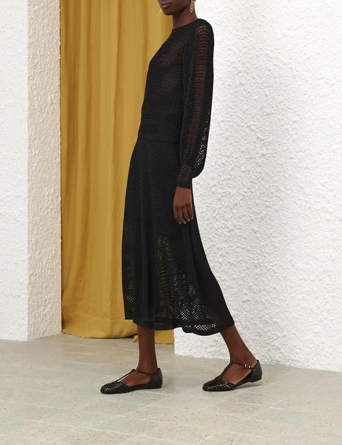 Zimmermann Clothing Natura Crochet Skirt Black 8211 Women
