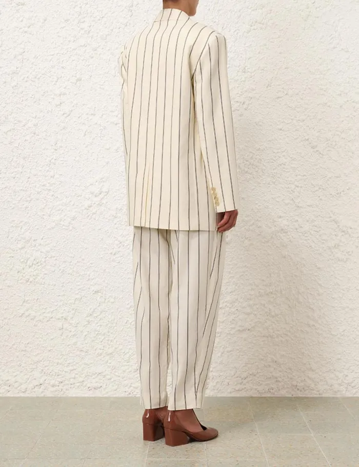 Zimmermann Clothing Natura Cropped Barrel Pant Navycream Stripe 8211 Women