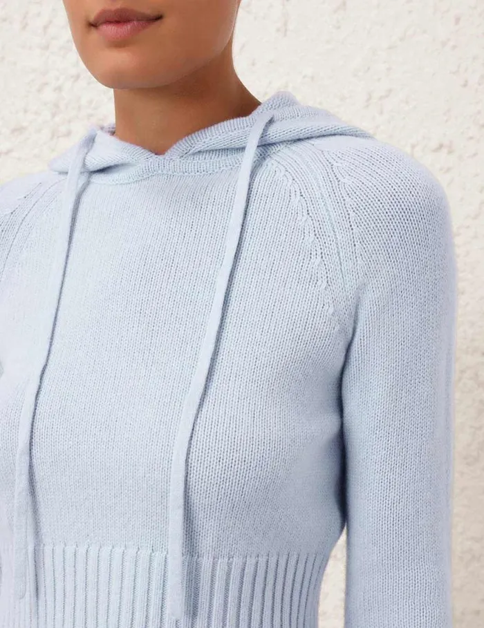 Zimmermann Clothing Natura Cropped Hooded Sweater Blue 8211 Women