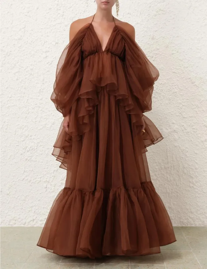 Zimmermann Clothing Natura Gathered Skirt Toffee 8211 Women