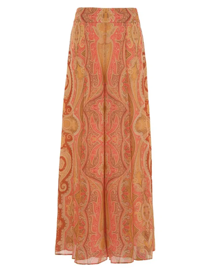 Zimmermann Clothing Tranquillity Flared Culottes Red Paisley 8211 Women