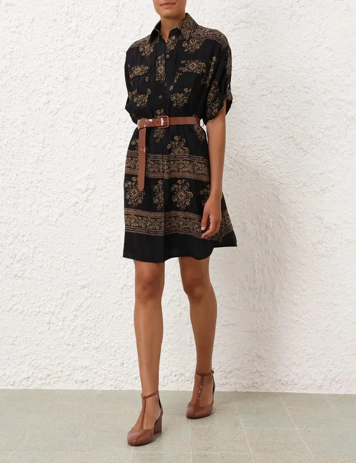 Zimmermann Clothing Utility Short Dress Utility Dot Black 8211 Women