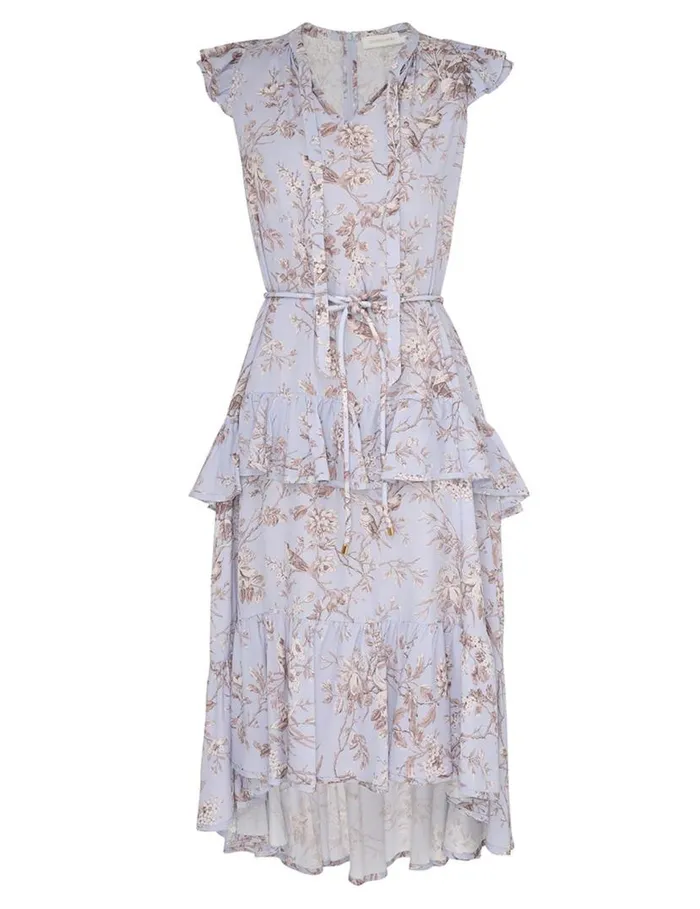 Zimmermann Dresses Frilled Tank Midi Dress Blue Mockingbird 8211 Women