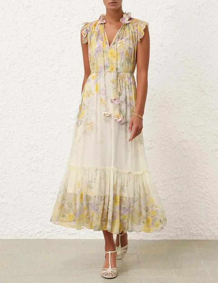 Zimmermann Dresses Harmony Flutter Dress Citrus Garden Print 8211 Women