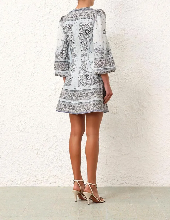 Zimmermann Dresses Matchmaker Keyhole Mini Dress Blue Bandana 8211 Women