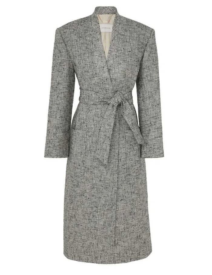 Zimmermann Jackets and Coats Tranquillity Collarless Coat Blackcream 8211 Women