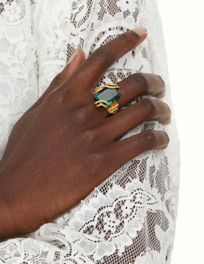 Zimmermann Jewellery Tangled Rope Cocktail Ring Goldemerald 8211 Women