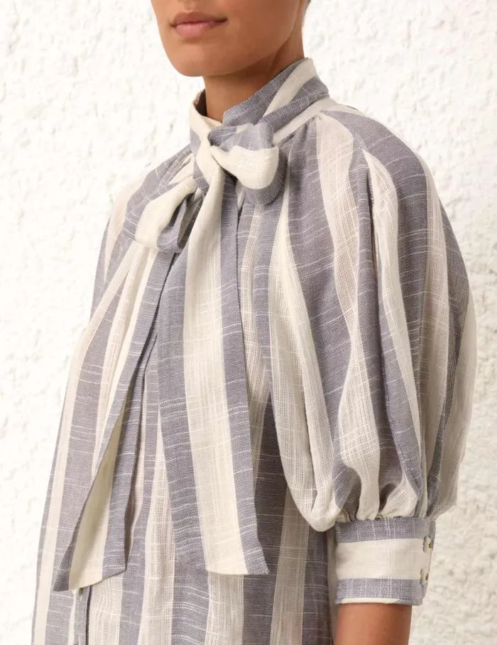 Zimmermann Tops Matchmaker Swing Blouse Bluecream Stripe 8211 Women