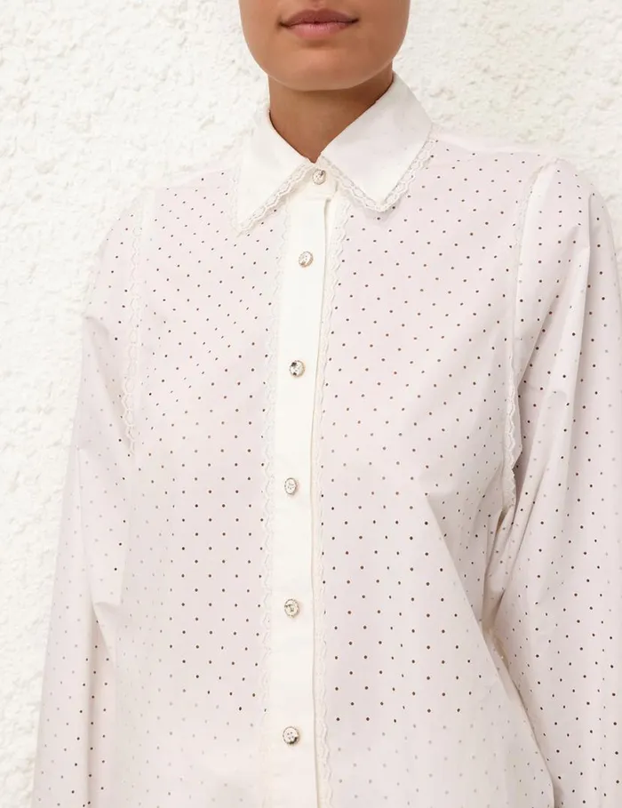 Zimmermann Tops Natura Burnout Oversized Shirt Ivory 8211 Women